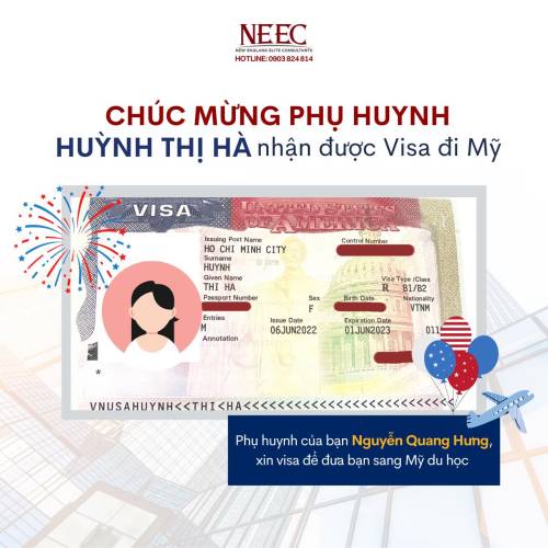 Chúc mừng Phụ huynh Huỳnh Thị Hà đã nhận được Visa đi Mỹ