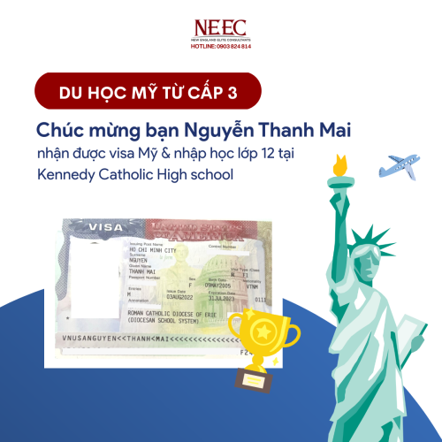 Chúc mừng học sinh Nguyễn Thanh Mai nhận được Visa F1 đi Mỹ & tấm vé du học bậc THPT