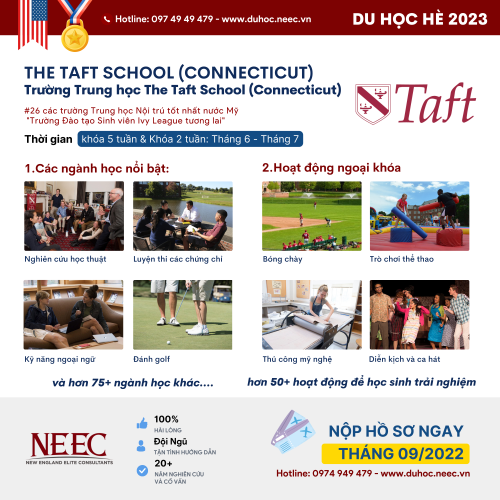 Chuẩn bị những kỹ năng cần thiết cho Bậc Đại học khi tham gia khóa Du học hè tại The Taft School (Connecticut)